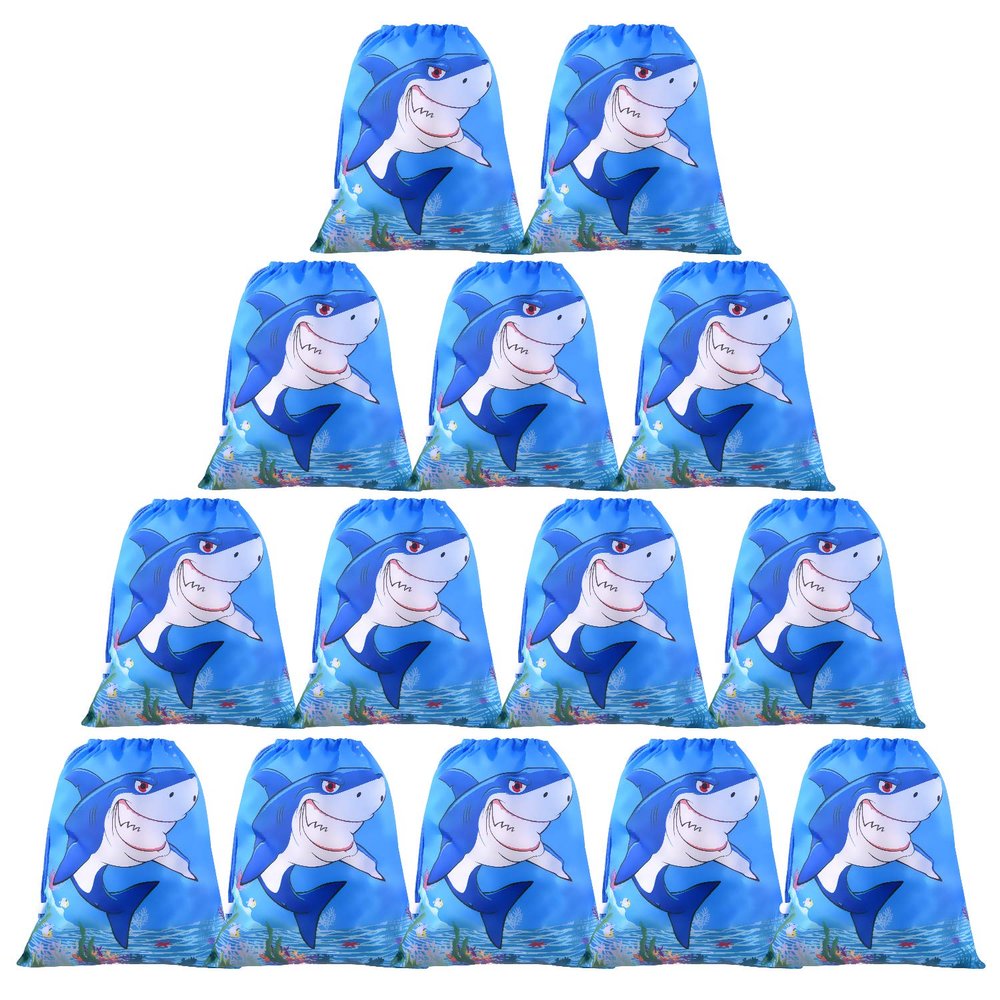 Fepito 12 Pack Shark Drawstring Bags - Shark Party Favors & Goodie Bags for Shower Party