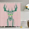 Ambesonne Antlers Shower Curtain, Illustration of Deer Dressed up Like Cool Hipster Fashion Creative Fun Animal, Cloth Fabric Bathroom Decor Set with Hooks, 69" W x 84" L, Pink Green view 1