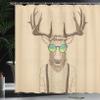 Ambesonne Antlers Shower Curtain for Restroom Decor, Deer Dressed Cool Hipster Fashion Creative Funny Animal Graphic Illustration, Cloth Fabric Home & Bath Set with Hooks, 69" W x 75" L, Soft Camel view 2