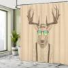 Ambesonne Antlers Shower Curtain for Restroom Decor, Deer Dressed Cool Hipster Fashion Creative Funny Animal Graphic Illustration, Cloth Fabric Home & Bath Set with Hooks, 69" W x 75" L, Soft Camel view 3
