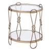 Acme Zekera Round Mirrored Top End Table with Metal Tube in Mirrored and Gold view 1