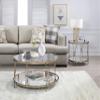 Acme Zekera Round Mirrored Top End Table with Metal Tube in Mirrored and Gold view 2