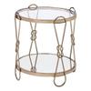 Acme Zekera Round Mirrored Top End Table with Metal Tube in Mirrored and Gold view 3