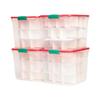 HOMZ 4-Pack Holiday Tote, Clear Plastic Storage Bins w/ Lids & Dividers, 31 Quart, Red - Stackable Organizing Containers for Home, Garage, and Office view 1