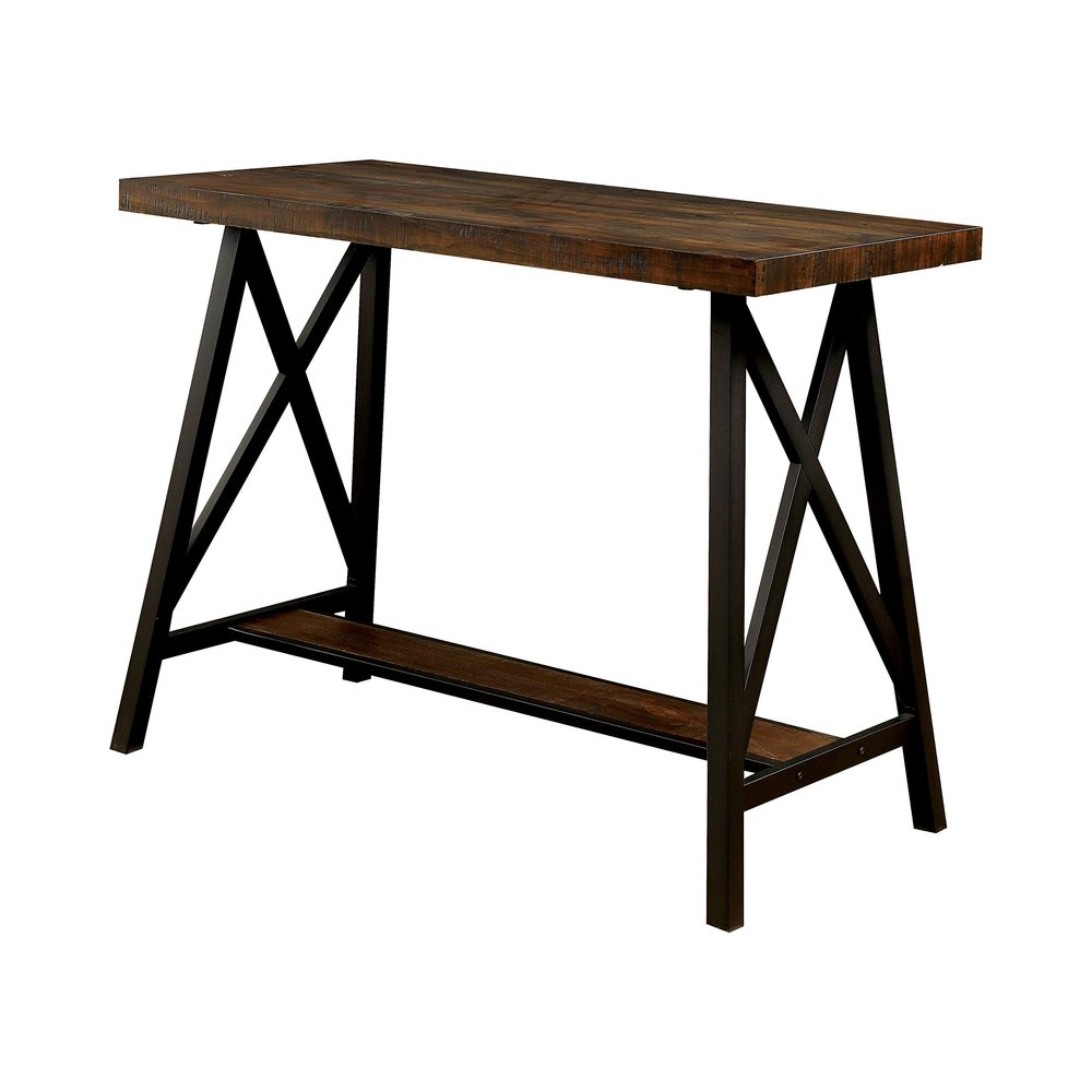 24/7 Shop at Home Deonne Pub Table, Medium Weathered Oak and Black