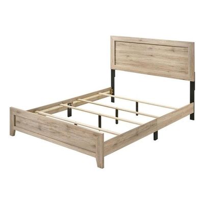 Acme Miquell Wood Rectangular Headboard Queen Panel Bed in Natural