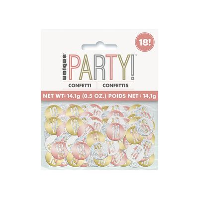 Unique Party 84946 18" Birthday Confetti Cutouts-5 oz. | Glittery Rosegold| 1 pack, Rose Gold, Age
