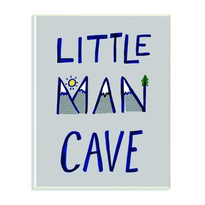 Kids Little Man Cave Word Boys Blue Grey Nursery Design