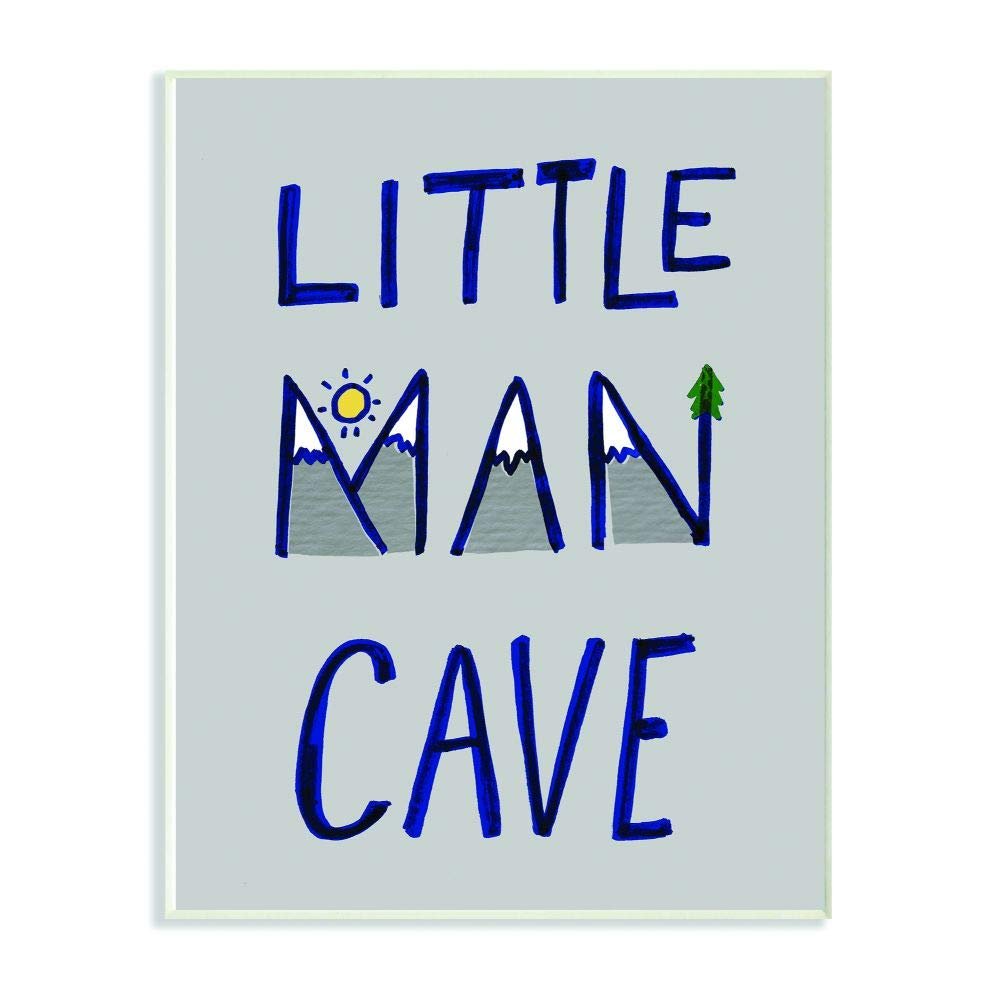 Kids Little Man Cave Word Boys Blue Grey Nursery Design