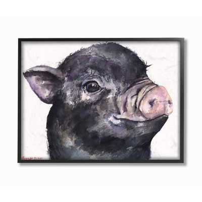 Stupell Industries Cute Pig Baby Animal Watercolor Painting
