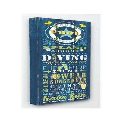 Stupell Industries Pool Rules Colorful Green Blue Word Design Decorative Wall Hangings, Multi