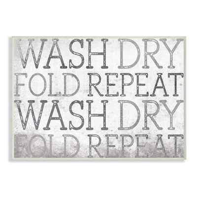 Stupell Industries Wash Dry Laundry Bathroom Textured Word Design