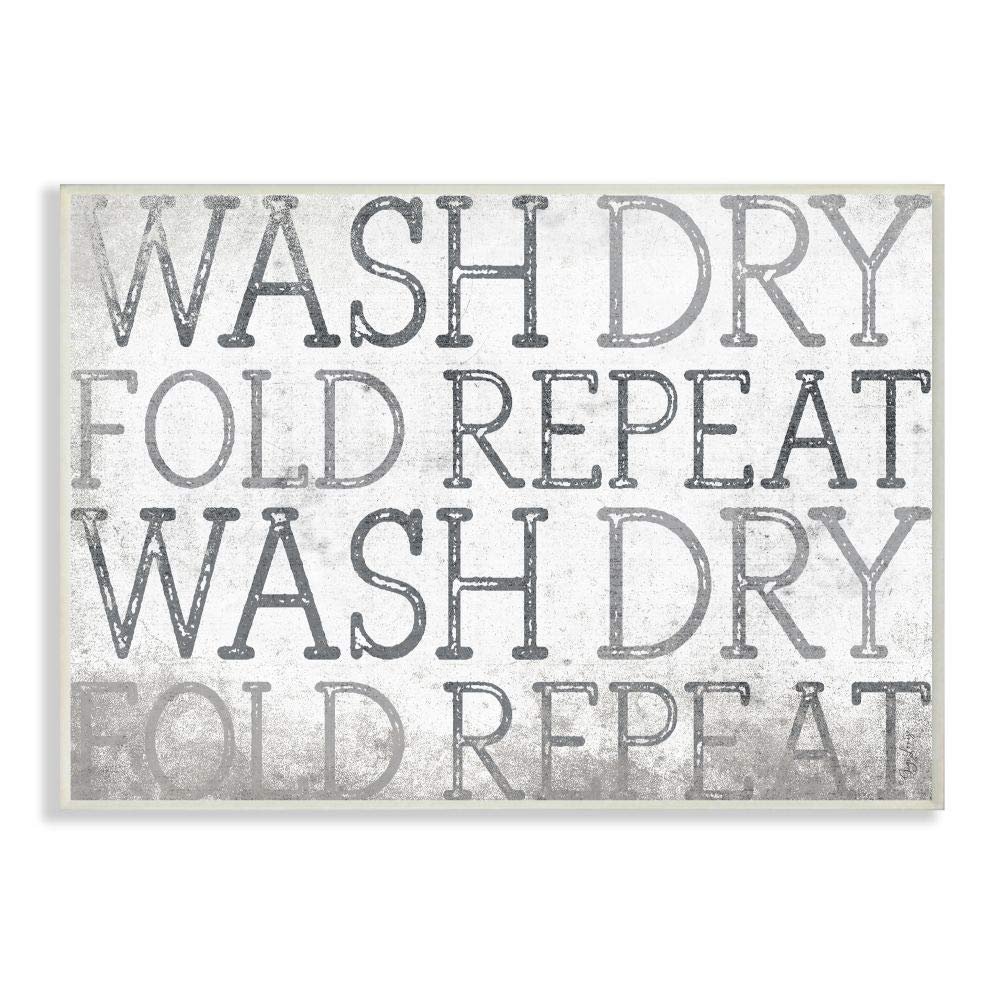 Stupell Industries Wash Dry Laundry Bathroom Textured Word Design