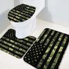 Bathroom Mat Sets 3 Piece Set Rugs USA Flag Bath Rugs, Camouflage Themed Memory Foam Mat Set Matches Anti-Skid Absorbent Toilet Seat Cover Bath Mat Lid Cover 18"x30"+14"x18"+15"x18" view 4