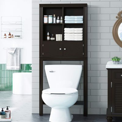 Spirich Over The Toilet Cabinet for Bathroom Storage, Over Toilet Storage Shelf, Bathroom Space-Saving Organizer, Espresso