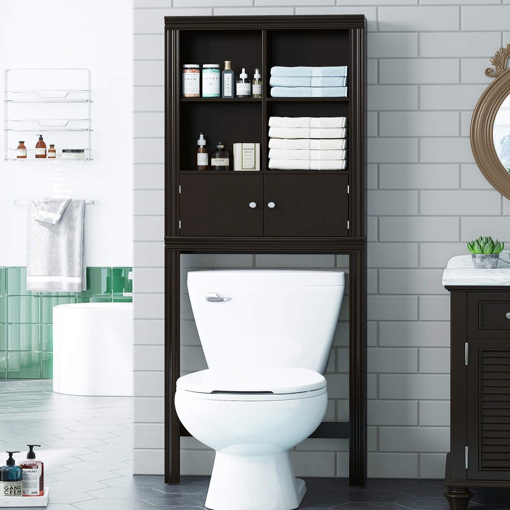 Spirich Over The Toilet Cabinet for Bathroom Storage, Over Toilet Storage Shelf, Bathroom Space-Saving Organizer, Espresso