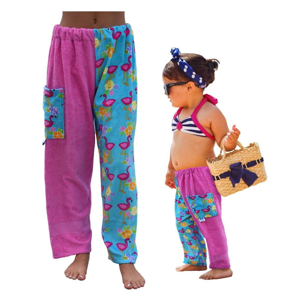 Paradise Towelwear Towel Pants for Swimmers  Cotton Terry Towel Pants  Beach Coverup  Resort Wear  Swim wear Size Kids Small Pink