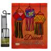 Festival Of Lights Burlap Garden Flag Set with Stand Celebration Diwali Deepavali Hindus Religious Small Decorative Gift Yard House Banner Double-Sided Made In USA 13 X 18.5 view 1