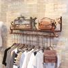 FKDEDN Iron Clothes Rack,Clothing Store Coat Rack,Wall Mount Clothes Display,Hanger Storage Rack,Floating Shelves (Size : 80x25x33cm) view 1