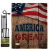 Proud to Make America Great Again Garden Flag Set with Stand Patriotic Patriotism Independence Memorial United State American Small Gift Yard House Banner Double-Sided Made In USA 13 X 18.5 view 1