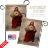 Sacred Heart of Jesus Burlap Garden Flag Set with Stand Religious Faith Hope Grace Peace Dove Christian Religion Easter Small Decorative Gift Yard House Banner Double-Sided Made In USA 13 X 18.5 view 3