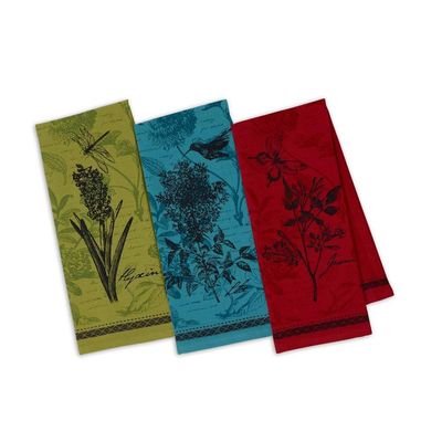 DII Design Imports Botanical Flowers Printed Dishtowels