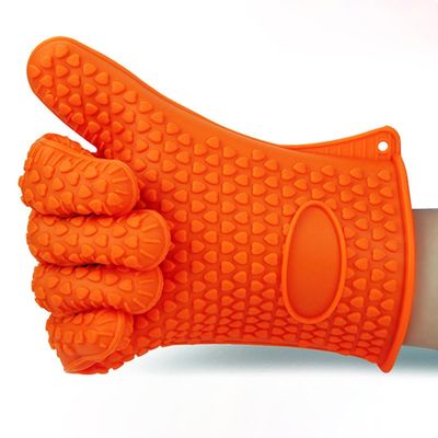 AKOAK Kitchen Perfect Silicone Barbecue Glove, Cooking/Grilling/Oven/Baking Glove, Waterproof, Non-Slip, Heat Resistant - Easily Handles Hot Food in The Kitchen or Grill, Pack of 1(Orange)