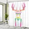 Ambesonne Antlers Shower Curtain, Illustration of Deer Dressed up Like Cool Hipster Fashion Creative Fun Animal, Cloth Fabric Bathroom Decor Set with Hooks, 69" W x 84" L, Magenta Green view 3