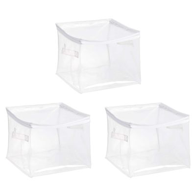Amazon Basics Clear Zippered Storage Bags for Closet Organization, Stackable Clothing and Linen Storage Containers, 3-Pack