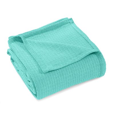 BLUENILEMILLS BNM Waffle Weave Cotton Blanket, for Picnic, Beach, Traveling, or Camping, Comfy Blanket, Bedroom Decor, Essentials, Cover for Bed, Couch, Lounging, Honeycomb Knit, King, Turquoise