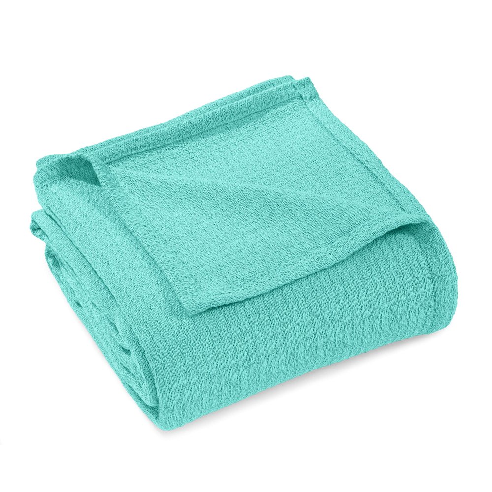 BLUENILEMILLS BNM Waffle Weave Cotton Blanket, for Picnic, Beach, Traveling, or Camping, Comfy Blanket, Bedroom Decor, Essentials, Cover for Bed, Couch, Lounging, Honeycomb Knit, King, Turquoise