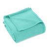 BLUENILEMILLS BNM Waffle Weave Cotton Blanket, for Picnic, Beach, Traveling, or Camping, Comfy Blanket, Bedroom Decor, Essentials, Cover for Bed, Couch, Lounging, Honeycomb Knit, King, Turquoise view 1