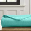BLUENILEMILLS BNM Waffle Weave Cotton Blanket, for Picnic, Beach, Traveling, or Camping, Comfy Blanket, Bedroom Decor, Essentials, Cover for Bed, Couch, Lounging, Honeycomb Knit, King, Turquoise view 3