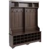 Prepac Brown Hall Tree, Shoe Cabinet, Storage Cabinet with 24 Shoe Cubbies and 6 Double Coat Hooks 15.5" D x 60" W x 77" H view 1