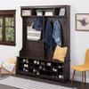Prepac Brown Hall Tree, Shoe Cabinet, Storage Cabinet with 24 Shoe Cubbies and 6 Double Coat Hooks 15.5" D x 60" W x 77" H view 2