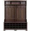 Prepac Brown Hall Tree, Shoe Cabinet, Storage Cabinet with 24 Shoe Cubbies and 6 Double Coat Hooks 15.5" D x 60" W x 77" H view 3
