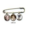 1, 2 or 3 Custom Photo Groom Wedding Memorial Lapel Boutonniere Pin in Silver or Bronze Finish (3 Photo Bronze Pin) view 4
