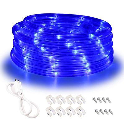 Areful Blue LED Lights, 16ft Rope Lights, Connectable and Flexible Blue Strip Lighting, High Brightness 3528 LEDs with Clear PVC Jacket, Waterproof Weatherproof for Indoor Outdoor Use