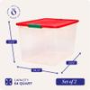 HOMZ 2 Pack Secure Latch, Clear Plastic Storage Organizer Bins, 64 Quart, Red Lid - Stackable Container Boxes for Bedroom, Bathroom, Garage, and Office Organization view 4