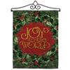 Joy To The World Wreath Garden Flag Set Wall Hanger Wintertime Winter Wonderland Snowflake Snowman Ice Skate Season Snow Small Decorative Gift Yard House Banner Double-Sided Made In USA 13 X 18.5 view 1