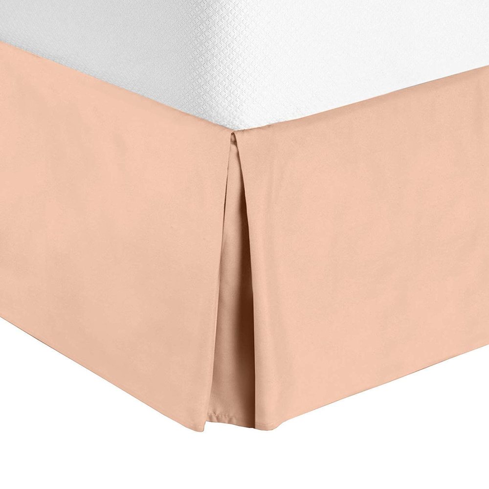 Comfort Bed Store Box Pleated Bed Skirt-1000 Thread Count 100% Egyptian Cotton,Quadruple Pleated, Wrinkle and Fade Resistant, 16 Tailored DropInches(Peach,Full)