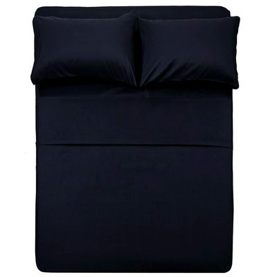4 PC Bedding sheet set 8" Deep pocket 400 TC 100% Cotton for RV- Trucks, campers, Airstream, Bus, Boat and motorhomes easy to fit in RV-mattress Solid - Short Queen (60"x75") Navy Blue
