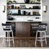 Armen Living Madrid 30" Seat Height Swivel Modern Black Faux Leather and Brushed Stainless Steel Bar Stool for Kitchen Island Counter view 2