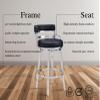 Armen Living Madrid 30" Seat Height Swivel Modern Black Faux Leather and Brushed Stainless Steel Bar Stool for Kitchen Island Counter view 4