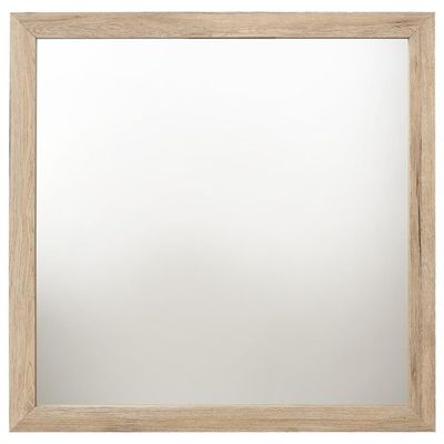 Acme Furniture Miquell 40" Square Wood Frame Bedroom Mirror in Rustic Natural
