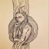 The Woods - Original Ballpoint Pen and Ink Drawing Art for Home and Office Wall Decor on Tinted Paper. SINGLE PIECE ONLY. THIS IS NOT A PRINT. Size: 8.5 x 11 inches. view 2