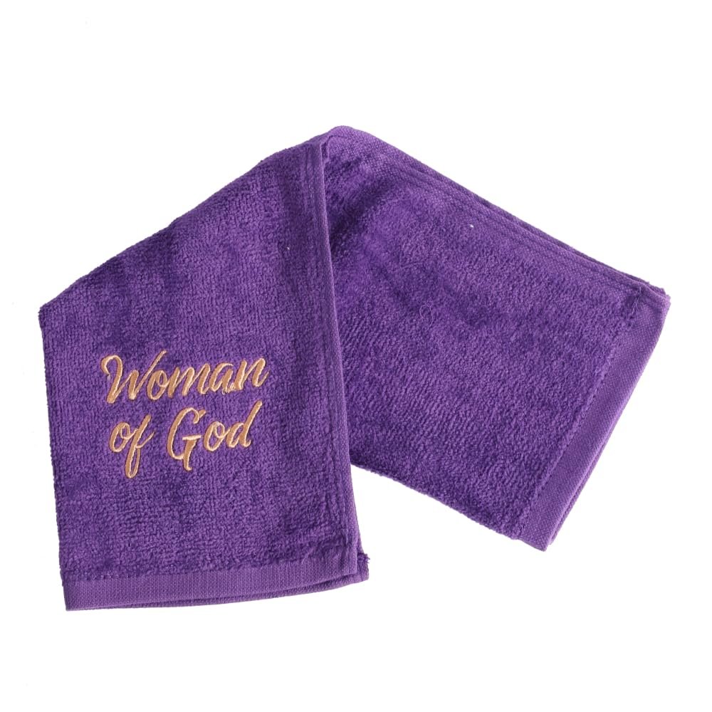 Swanson Christian Products Pastor Towel Woman of God Purple Hand Towel with Gold Embroidery Cotton