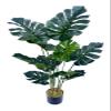 AMERIQUE Pair Gorgeous 4 Feet Tropical Monstera Palm Artificial Plant Tree with Nursery Pot, Real Touch Technology, with UV Protection, Green, 2 view 2