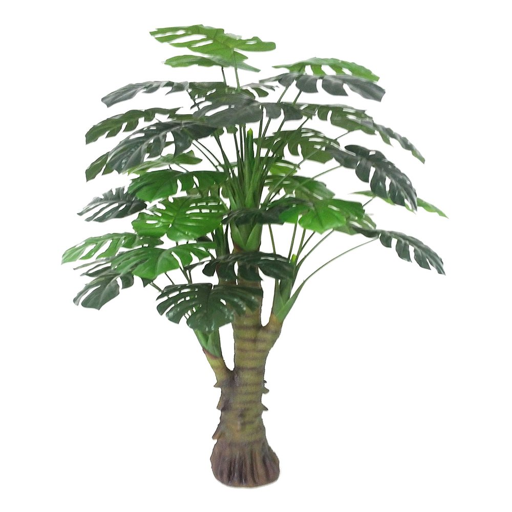 AMERIQUE 5.3 Gorgeous & Unique Monstera Palm Tree Artificial Plant, Decorative Root, 35 Leaves, Real Touch Tech, with UV Protection, Green
