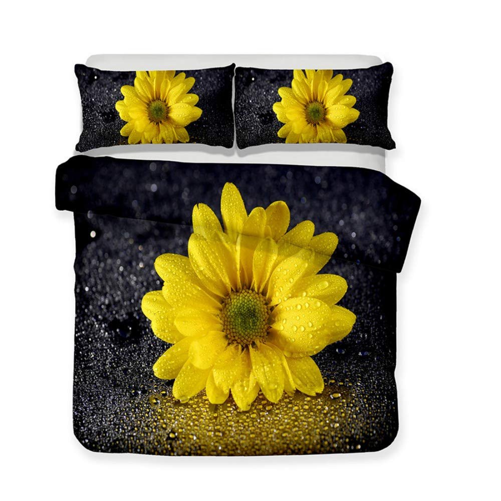 Children 3D Bedding Set Full King Sunflower Print Duvet Cover Set Bedclothes with Pillowcase Home Textiles Twin Queen Quilt Cover (35,US Queen)